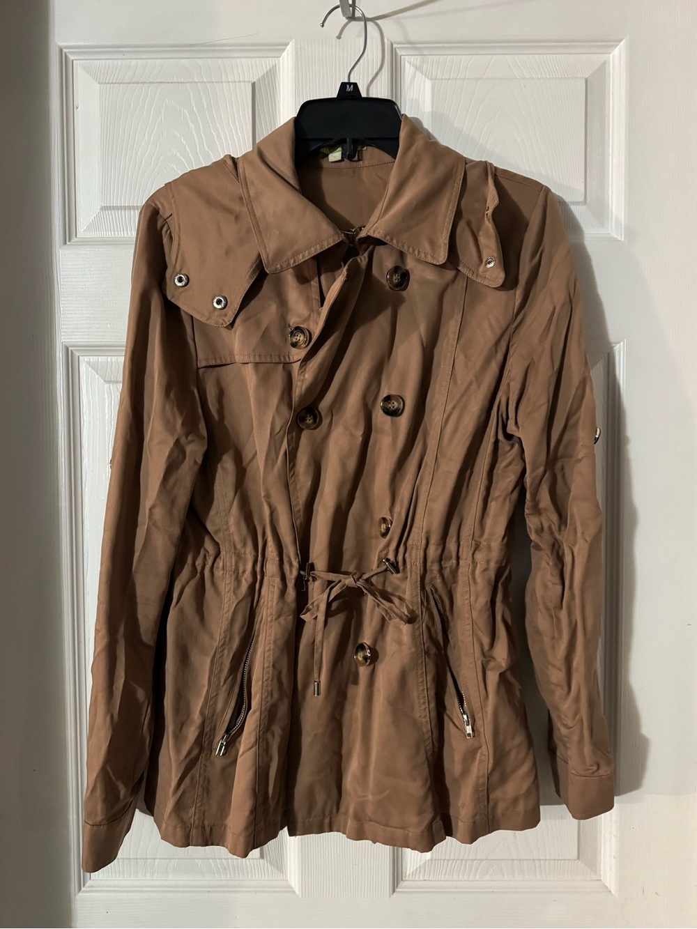 Women’s Tan Drawstring Trench Coat